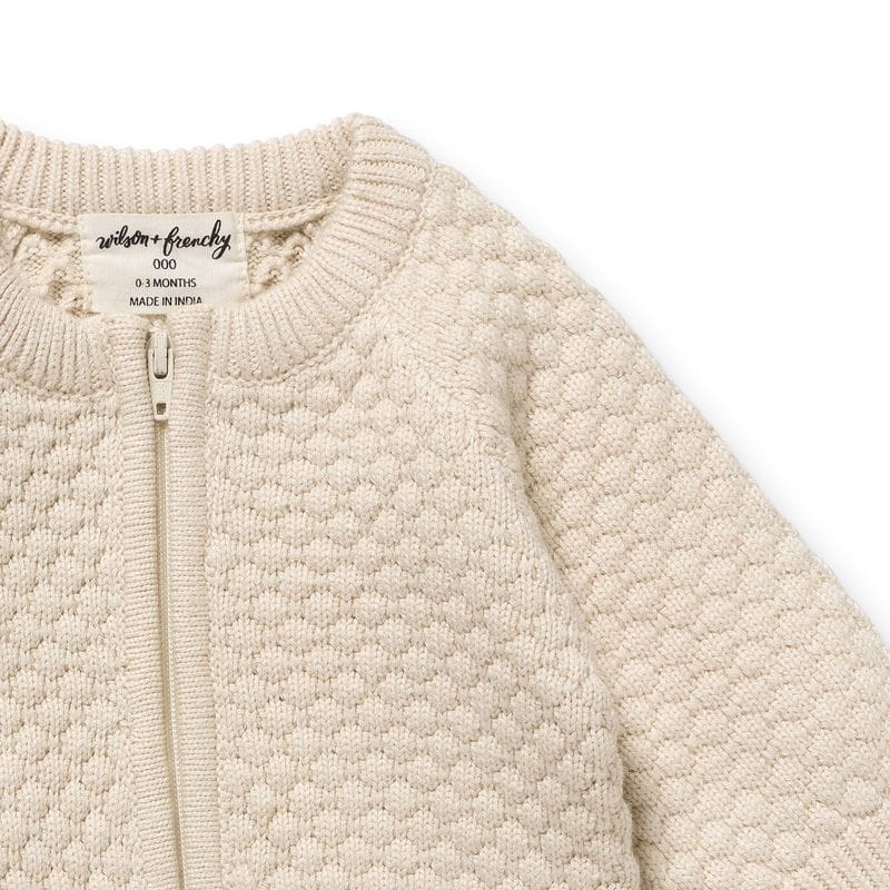 Wilson & Frenchy Unisex Onesie Cream Organic Knitted Bubble Growsuit