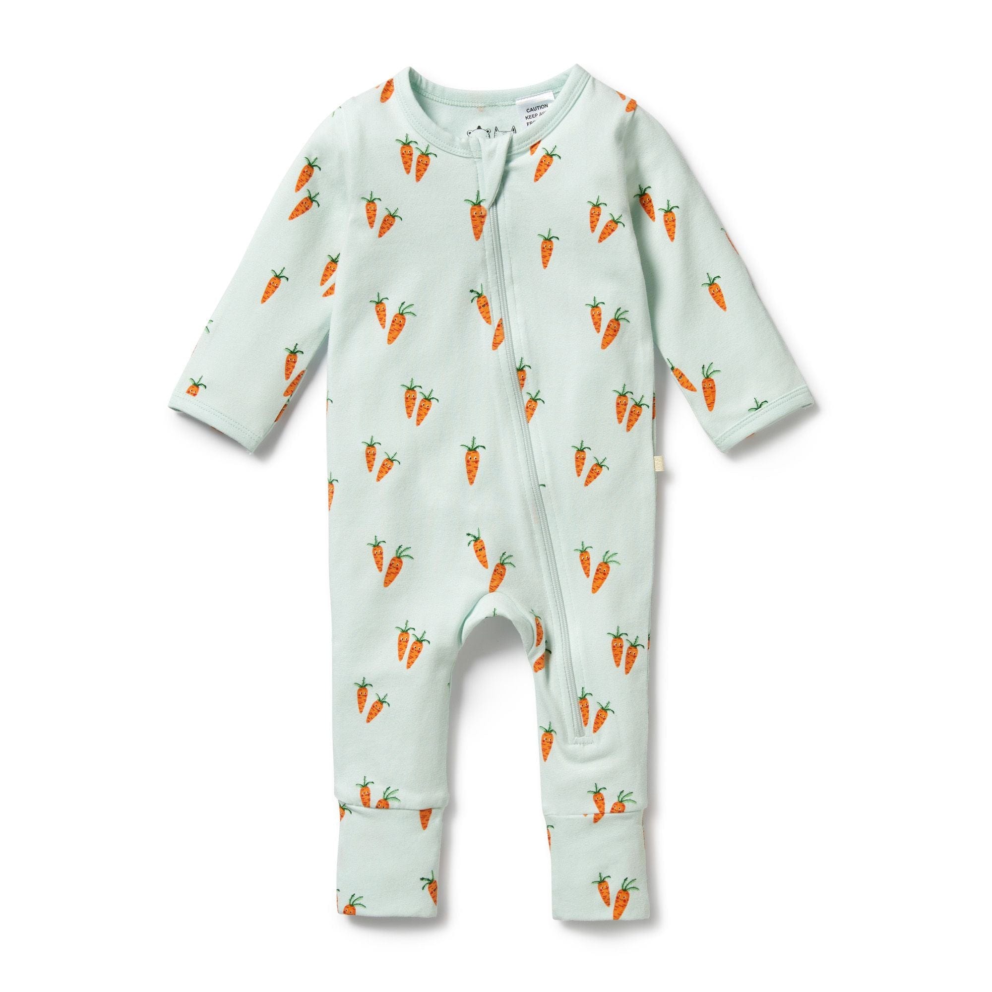 Wilson & Frenchy Unisex Onesie Cute Carrots Organic Zipsuit With Feet