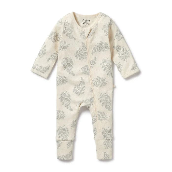 Wilson & Frenchy Unisex Onesie Forever Ferns Organic Pointelle Zipsuit with Feet