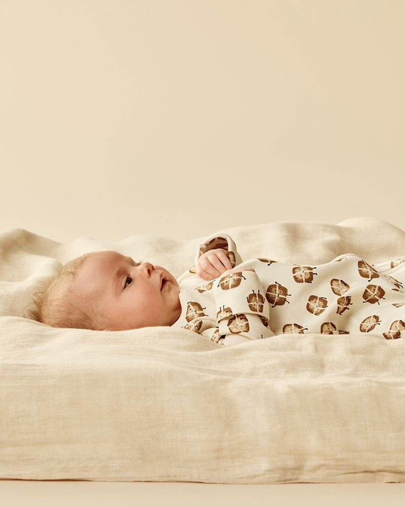 Wilson & Frenchy Unisex Onesie Hot Cross Buns Organic Zipsuit With Feet