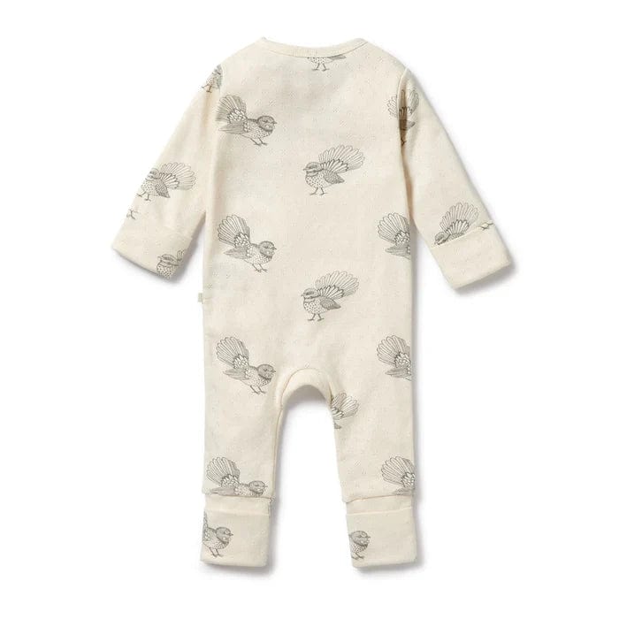 Wilson & Frenchy Unisex Onesie Little Fantail Organic Pointelle Zipsuit with Feet