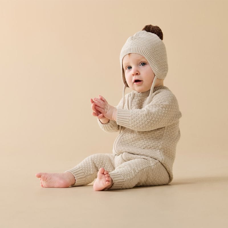 Wilson & Frenchy Unisex Onesie NB Cream Organic Knitted Bubble Growsuit