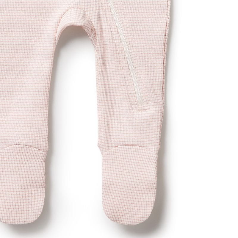 Wilson & Frenchy Unisex Onesie Organic Stripe Rib Zipsuit with Feet - Cantaloupe