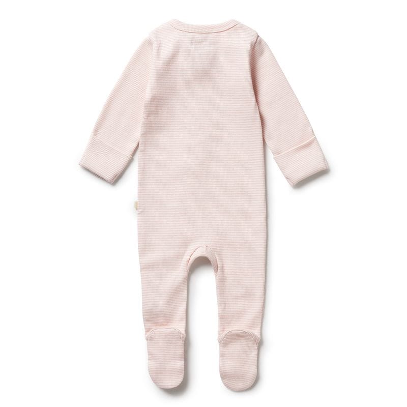 Wilson & Frenchy Unisex Onesie Organic Stripe Rib Zipsuit with Feet - Cantaloupe