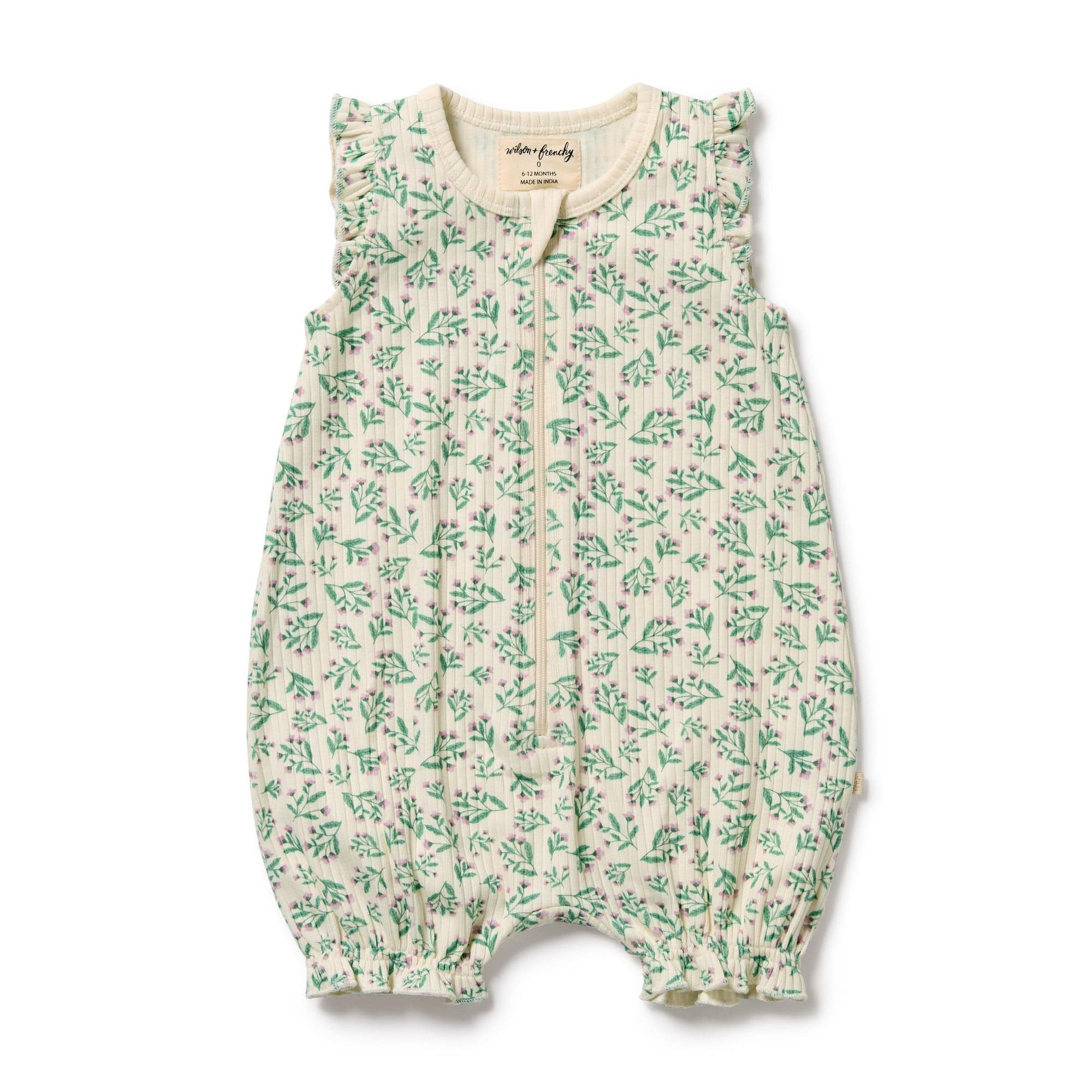 Wilson & Frenchy Unisex Onesie Periwinkle Organic Ruffle Zipsuit