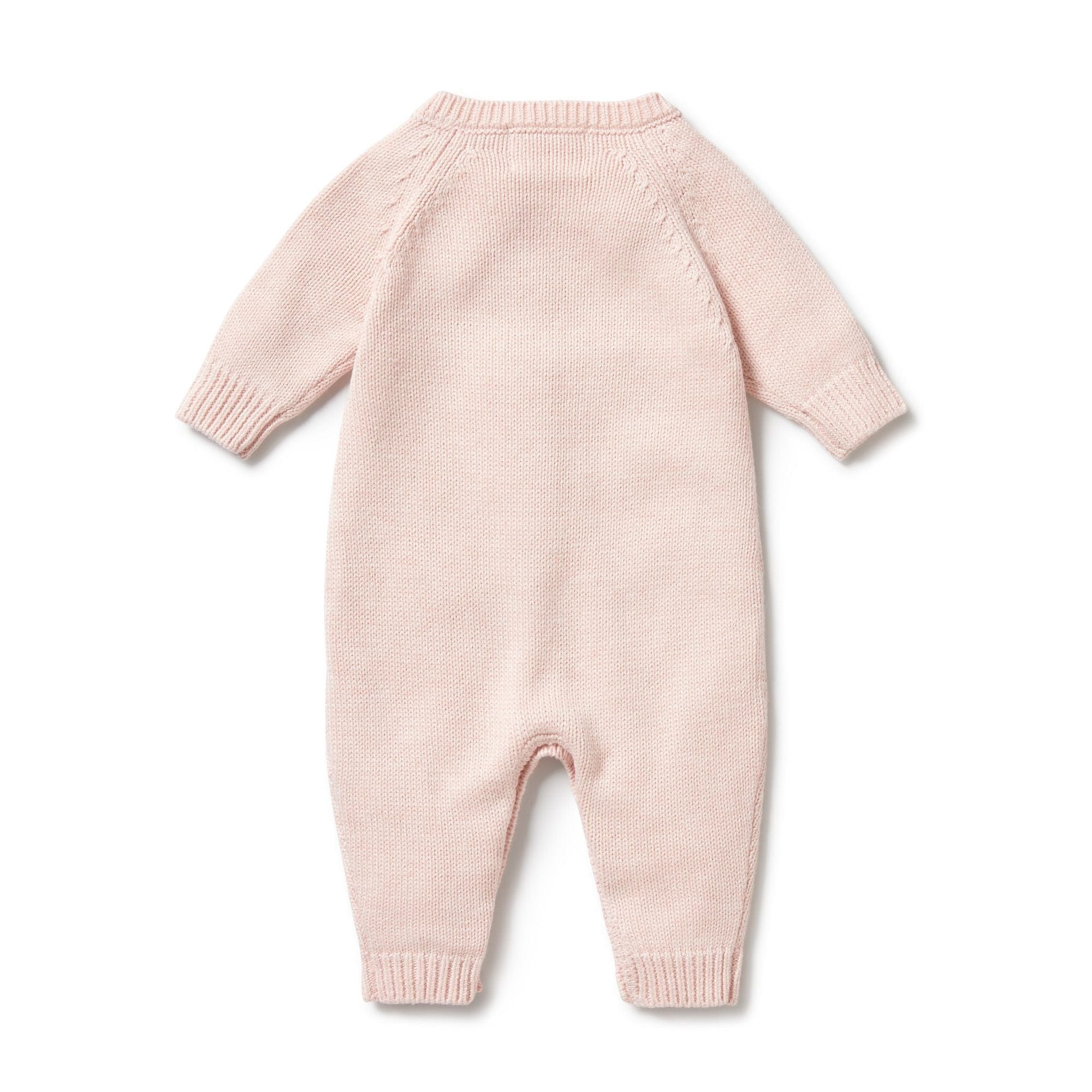 Wilson & Frenchy Unisex Onesie Pink Knitted Cable Growsuit