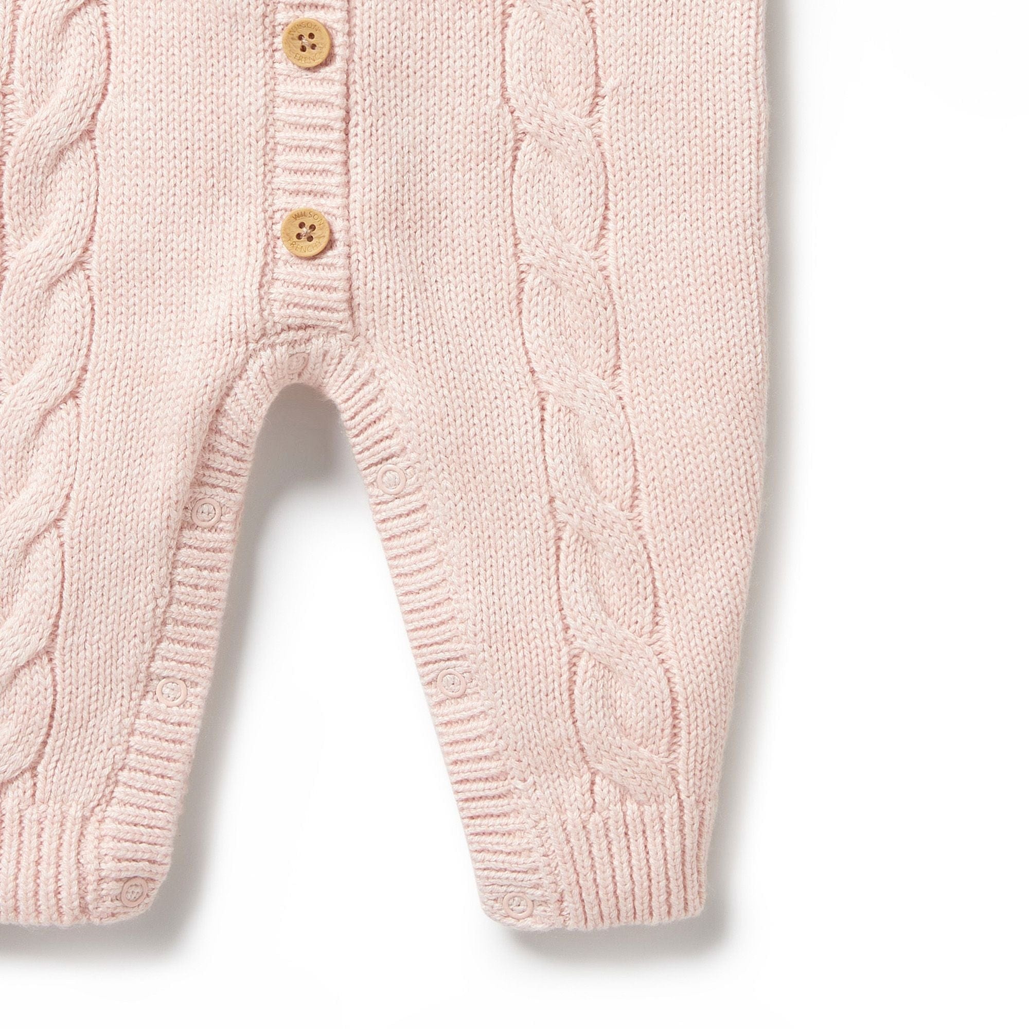 Wilson & Frenchy Unisex Onesie Pink Knitted Cable Growsuit