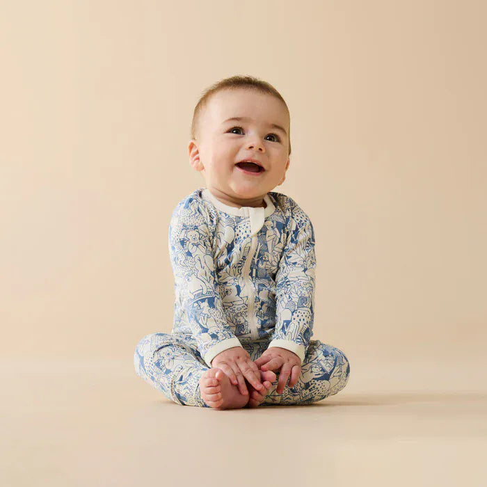 Wilson & Frenchy Unisex Onesie Premmie Woodland Adventures Organic Zipsuit with Feet