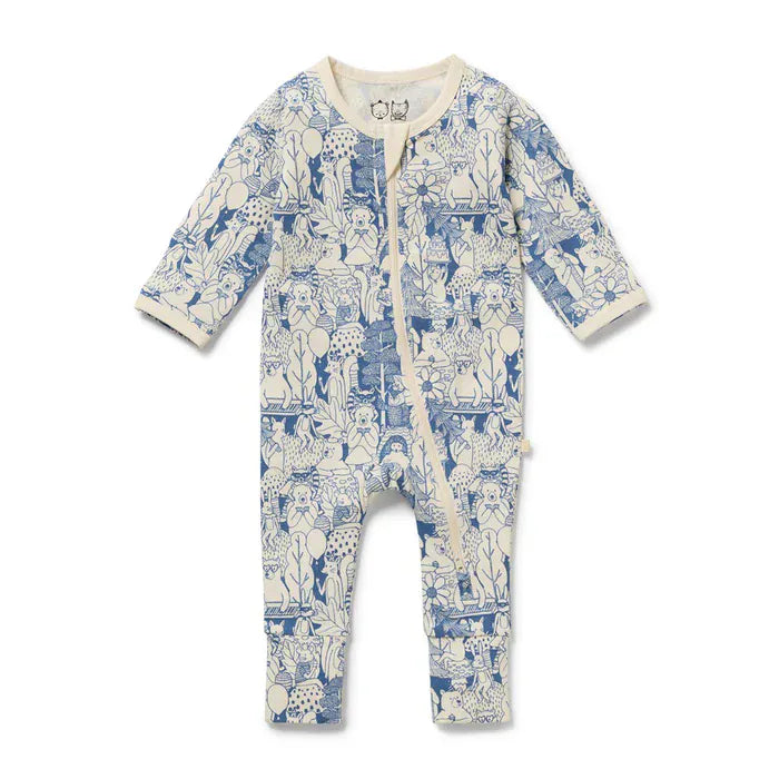 Wilson & Frenchy Unisex Onesie Woodland Adventures Organic Zipsuit with Feet