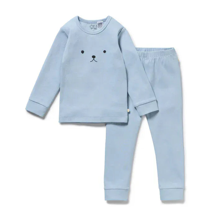 Wilson & Frenchy Unisex Sleepware 2Y Storm Blue Organic Rib Long Sleeved Pyjamas