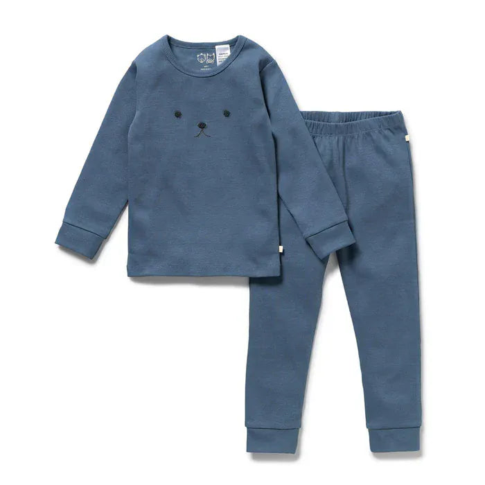 Wilson & Frenchy Unisex Sleepware 2Y Twilight Blue Organic Rib Long Sleeved Pyjamas