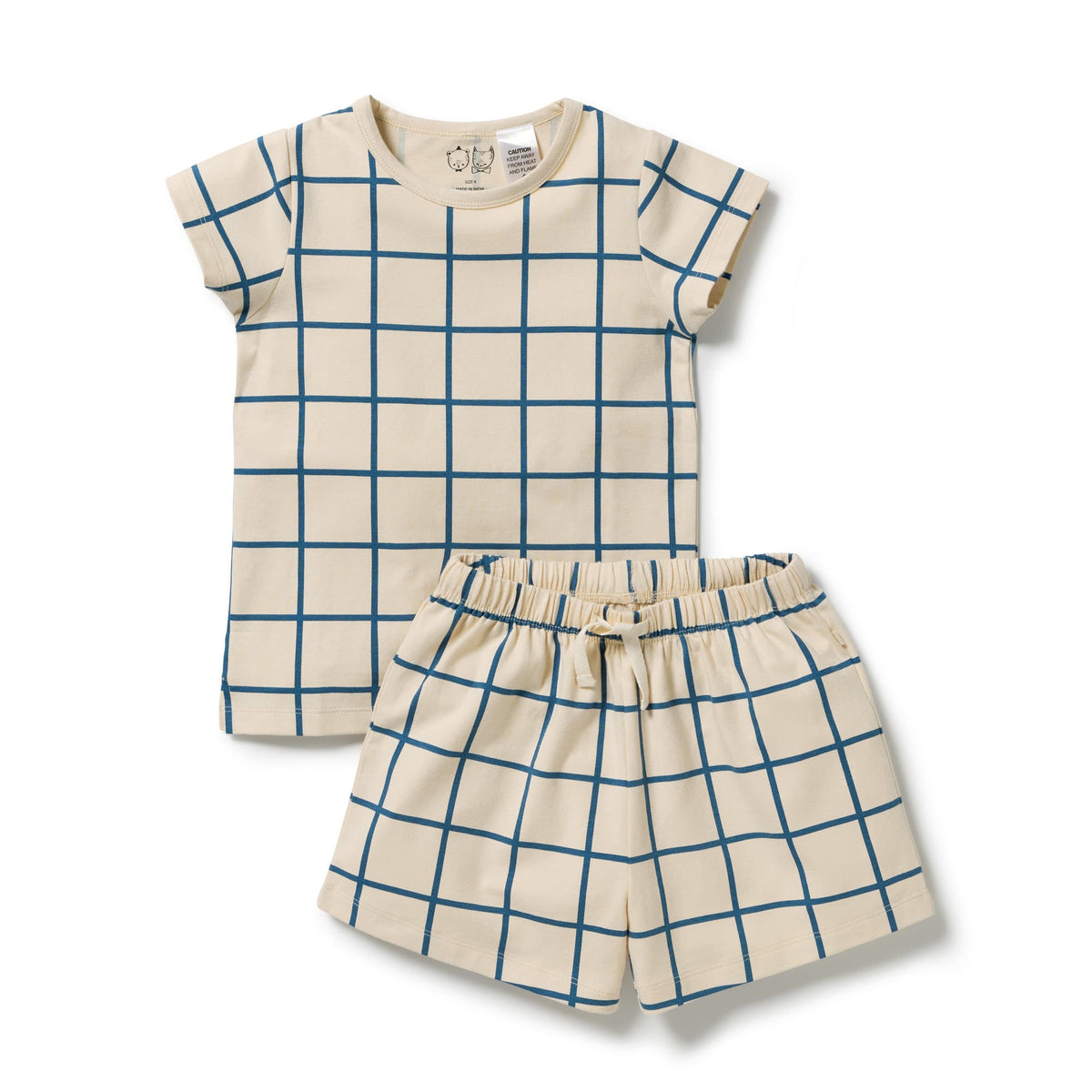 Wilson & Frenchy Unisex Sleepware Bright Blue Check Organic Short Sleeved Pyjamas