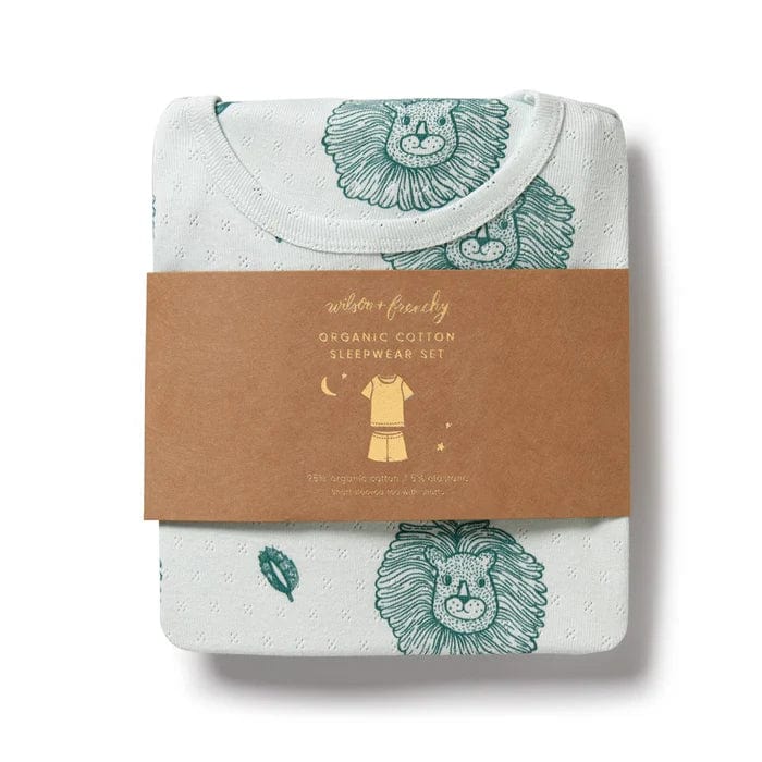 Wilson & Frenchy Unisex Sleepware Little Lion Organic Pointelle Short Sleeved Pyjamas