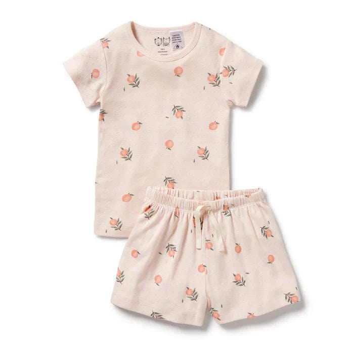 Wilson & Frenchy Unisex Sleepware Peaches Organic Pointelle Short Sleeved Pyjamas