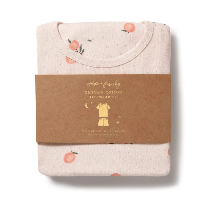 Wilson & Frenchy Unisex Sleepware Peaches Organic Pointelle Short Sleeved Pyjamas