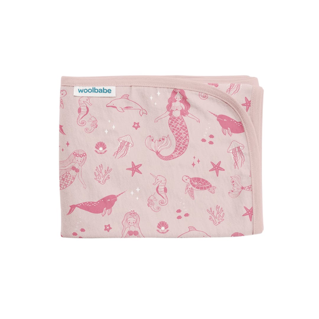 Woolbabe Accessory Blanket Merino/Organic Cotton Swaddle/Blanket - Shell Mermaids