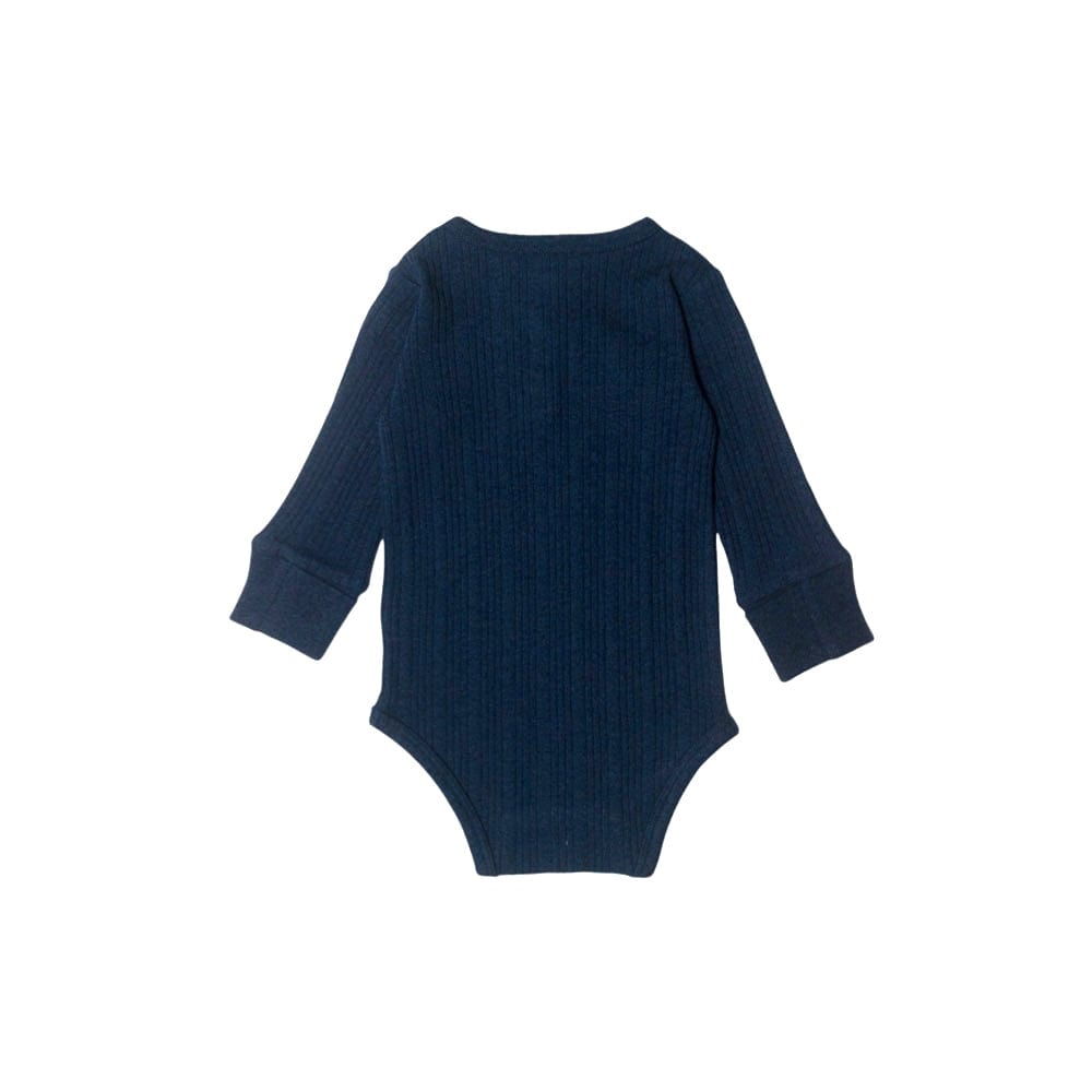 Woolbabe Boys Onesie Organic Cotton/Merino Long Sleeve Henley Bodysuit