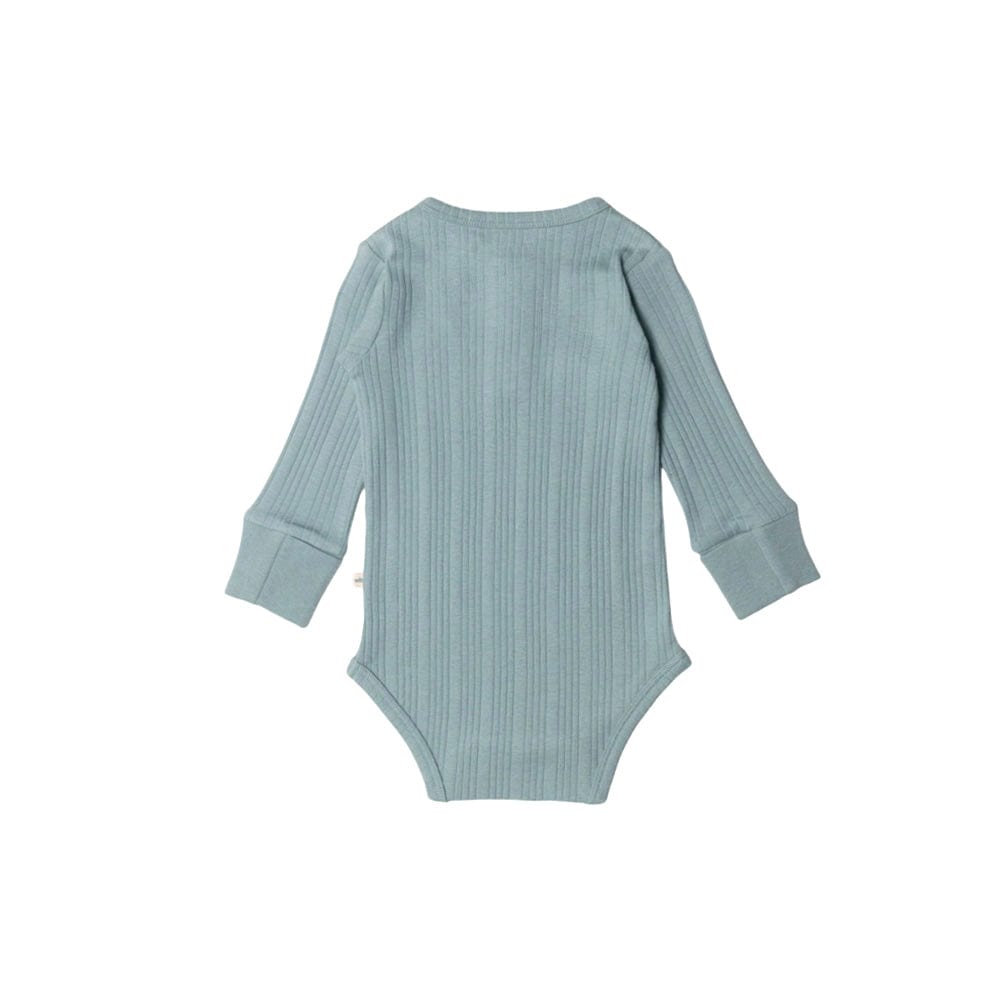 Woolbabe Boys Onesie Organic Cotton/Merino Long Sleeve Henley Bodysuit