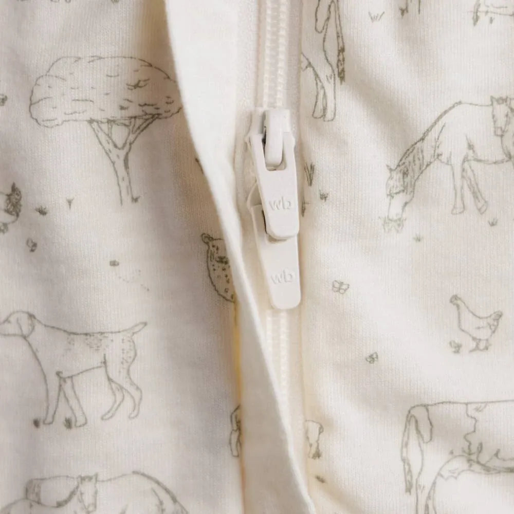Woolbabe Linen 3-24M Summer Merino/Organic Cotton Sleeping Bag - Farmyard