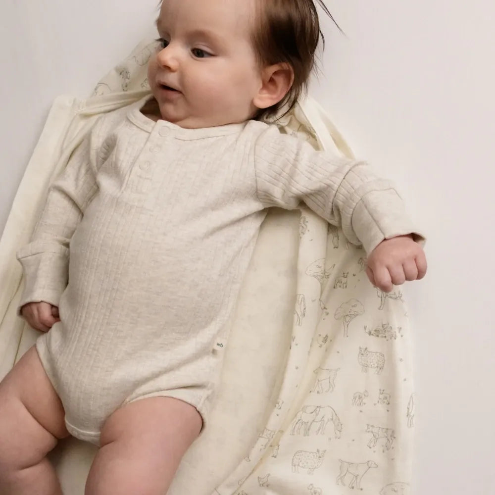 Woolbabe Linen 3-24M Summer Merino/Organic Cotton Sleeping Bag - Farmyard