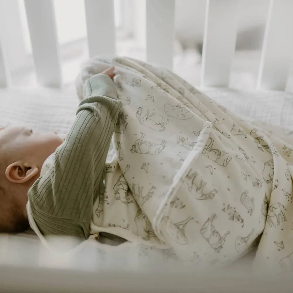 Woolbabe Linen 3 Seasons Front Zip Sleeping Bag - Farmyard