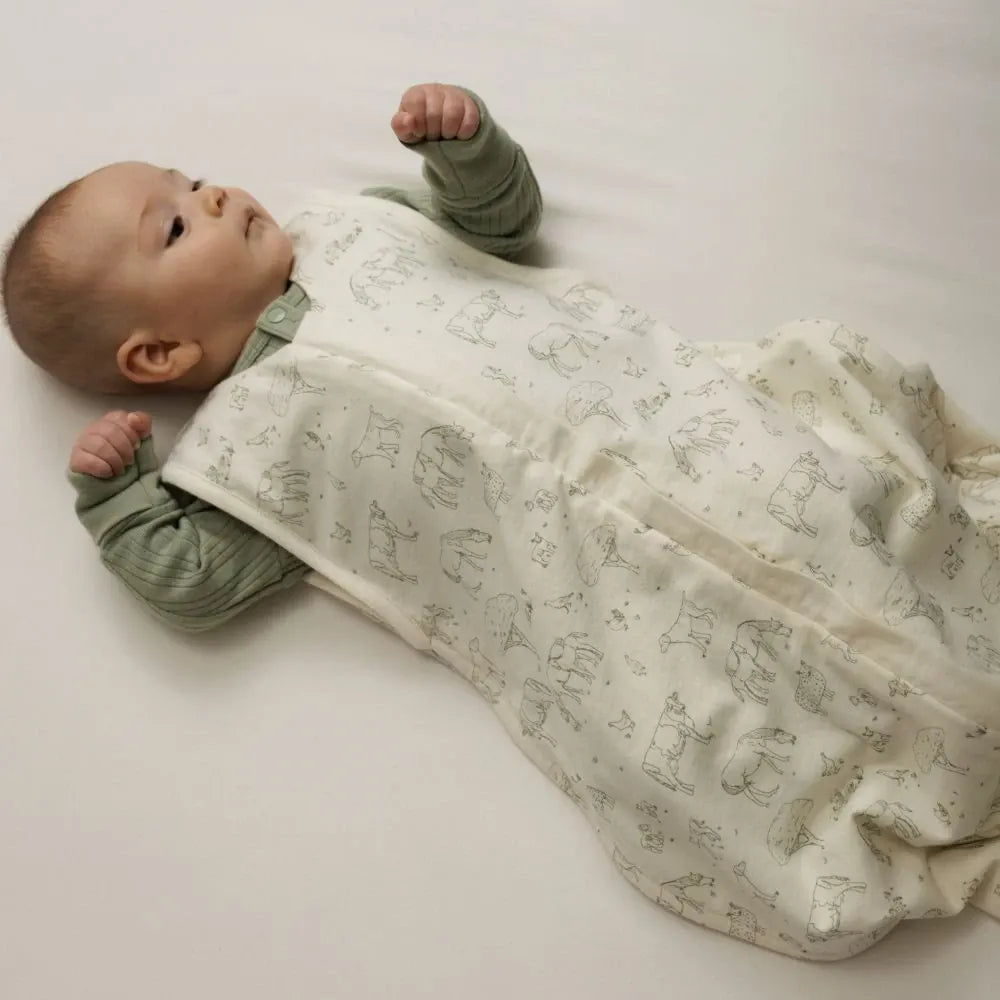 Woolbabe Linen 3 Seasons Front Zip Sleeping Bag - Farmyard