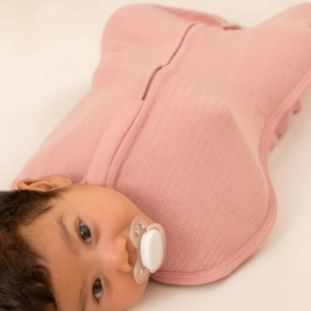 Woolbabe Linen NB-3M Organic Cotton/Merino Fitted Zip Swaddle - Dusk Marl
