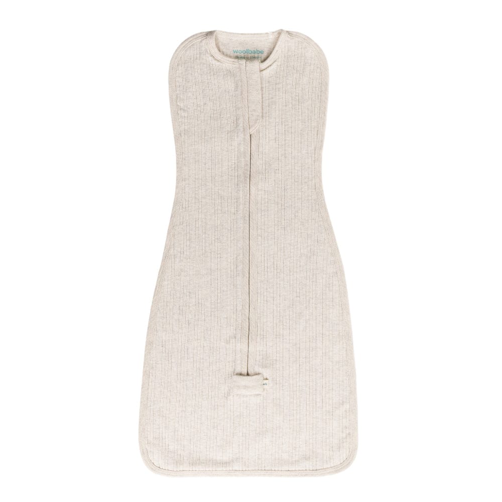 Woolbabe Linen NB-3M Organic Cotton/Merino Fitted Zip Swaddle - Natural Marl