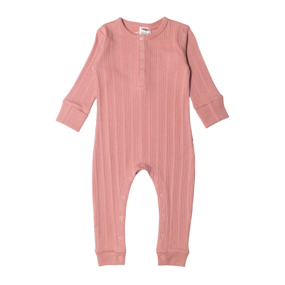 Woolbabe Unisex Onesie Organic Cotton/Merino Long Sleeve Henley Suit