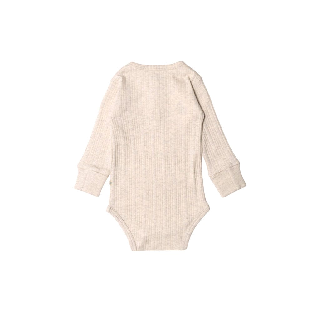 Woolbabe Unisex Onesie Woolbabe Organic Cotton/Merino Long Sleeve Henley Bodysuit - Natural Marl