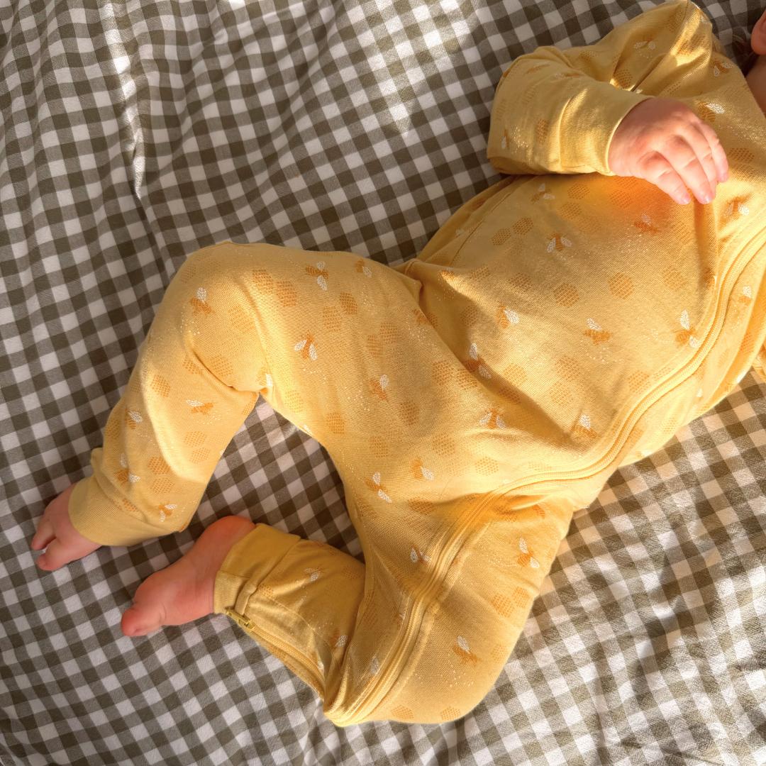 Woolbabe Unisex Sleepware Merino/Organic Cotton PJ Suit - Buttercup Bees