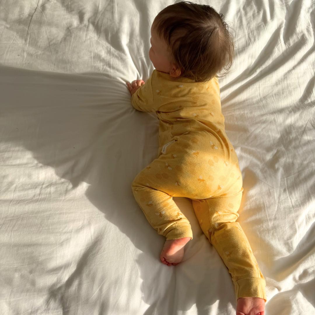 Woolbabe Unisex Sleepware Merino/Organic Cotton PJ Suit - Buttercup Bees