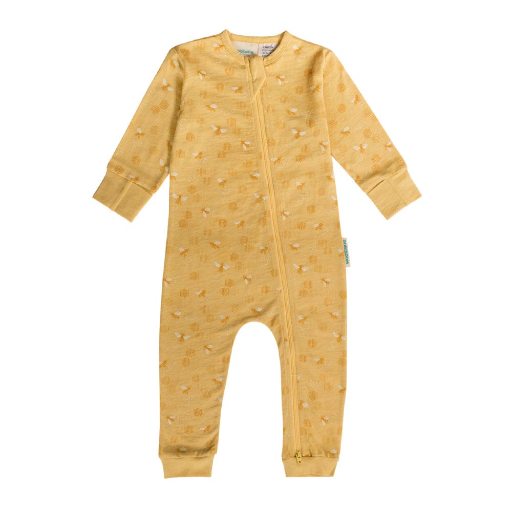 Woolbabe Unisex Sleepware Merino/Organic Cotton PJ Suit - Buttercup Bees