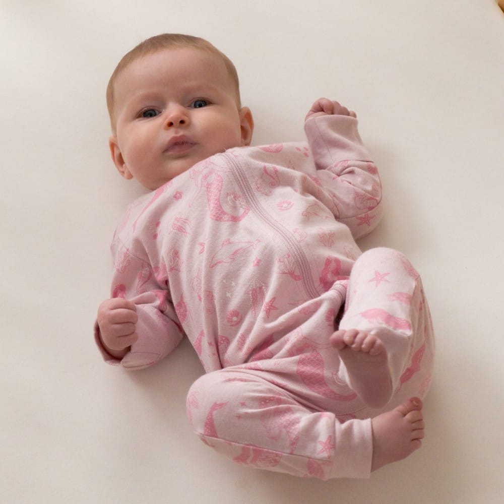 Woolbabe Unisex Sleepware Merino/Organic Cotton PJ Suit - Shell Mermaids