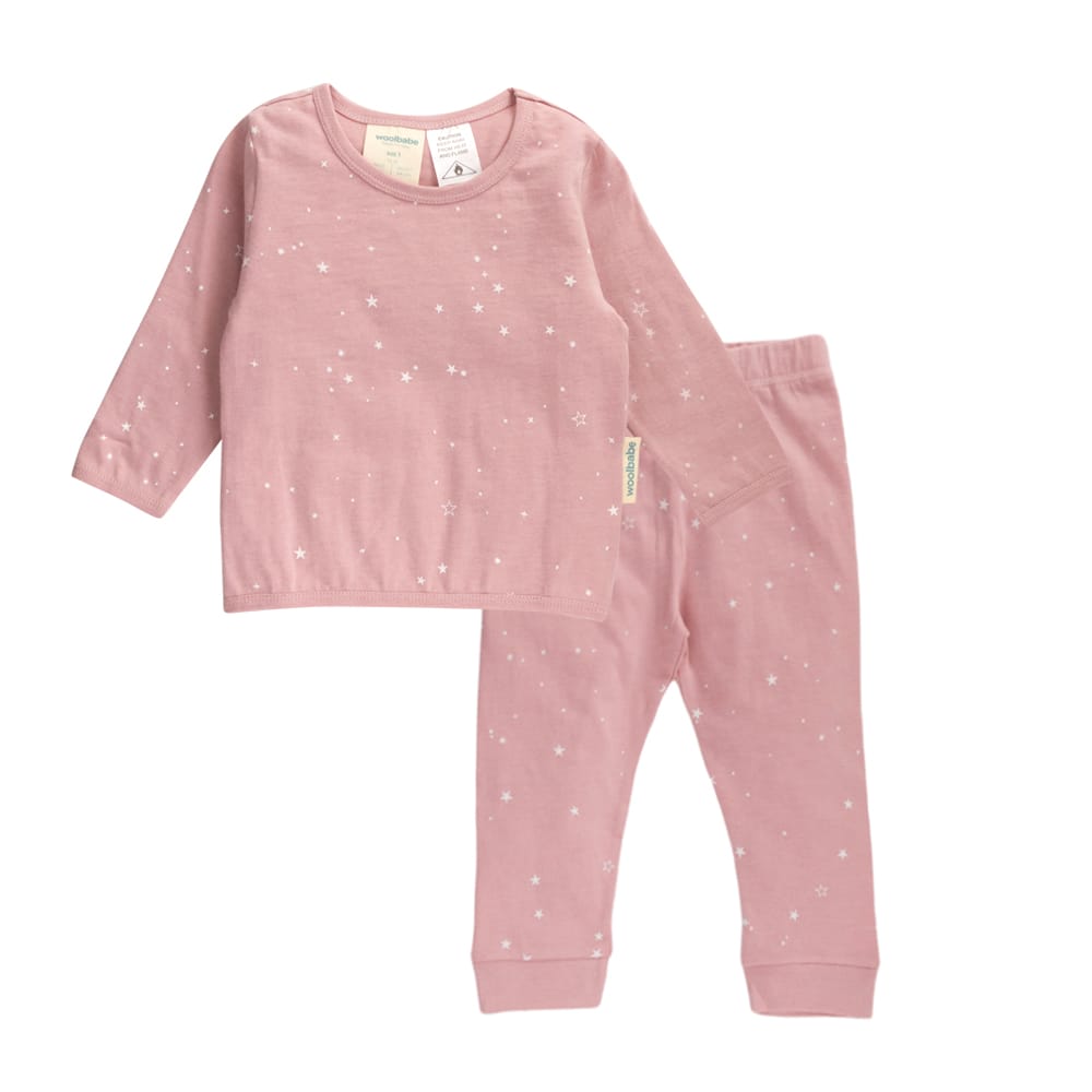 Woolbabe Unisex Sleepware Merino/Organic Cotton Winter Pyjamas - Dusk Stars