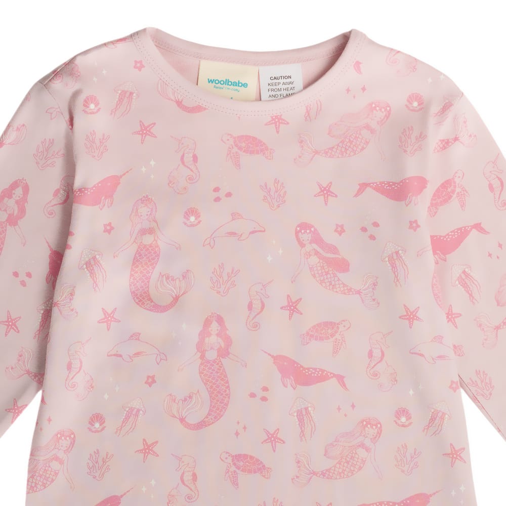 Woolbabe Unisex Sleepware Merino/Organic Cotton Winter Pyjamas - Shell Mermaids