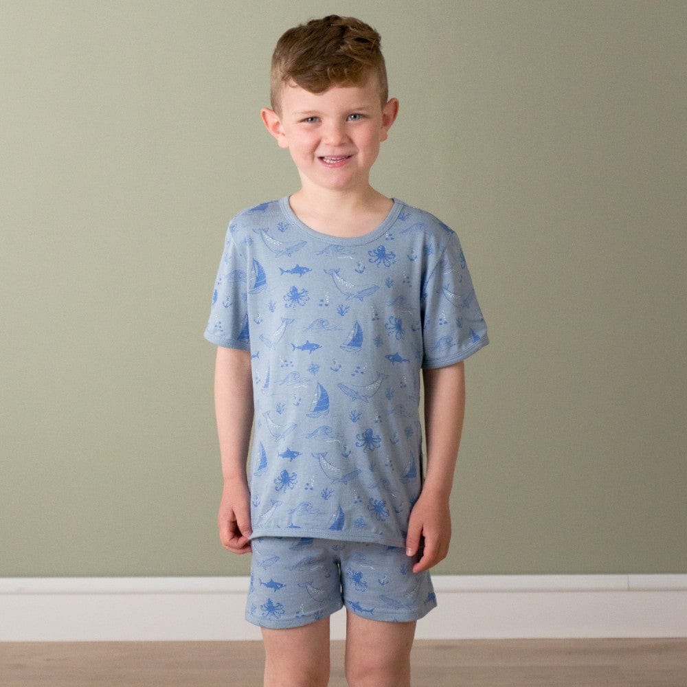 Woolbabe Unisex Sleepware Summer Pyjamas - Glacier Sail Away