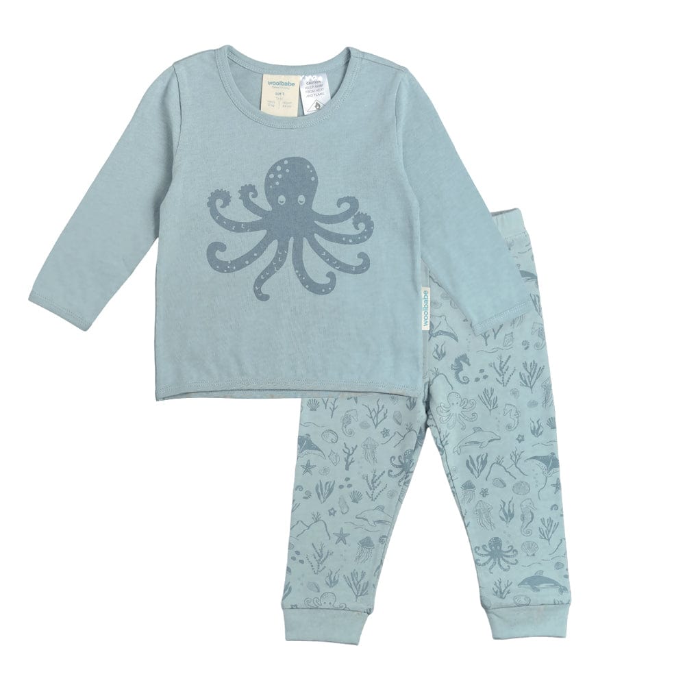 Woolbabe Unisex Sleepware Woolbabe Merino/Organic Cotton Winter Pyjamas - Logo Tide Seascape