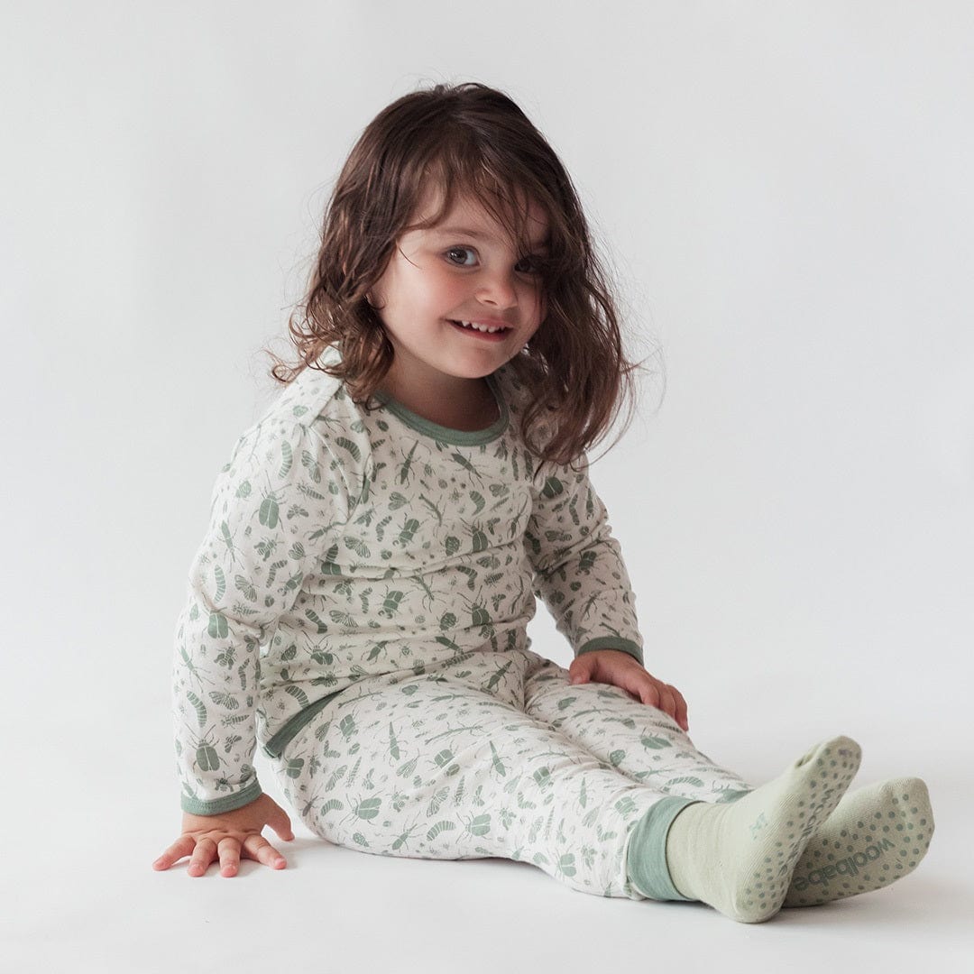 Woolbabe Unisex Sleepware Woolbabe Merino/Organic Cotton Winter Pyjamas - Sage Bugs