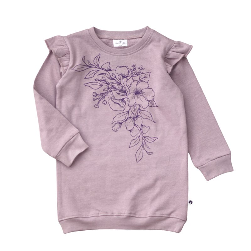 Burrow & Be Girls Dress Lilac Winter Floral Sweater Dress