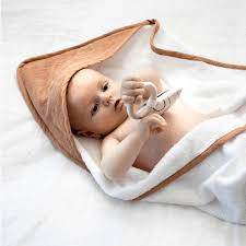 Burrow & Be Linen Bath Clay Organic Hooded Baby Towel