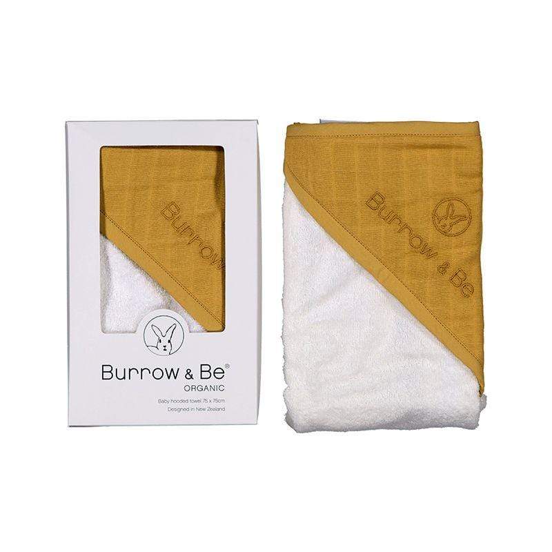 Burrow & Be Linen Bath Mustard Organic Hooded Baby Towel ( NEW COLOURS)