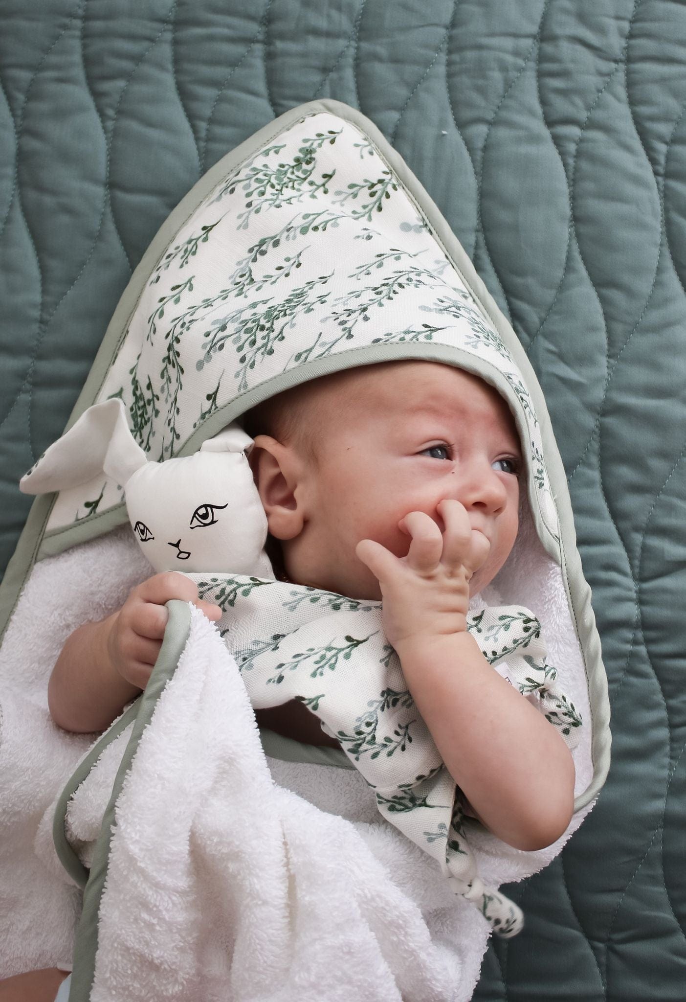 Burrow & Be Linen Bath String of Pearls Baby Hooded Towel