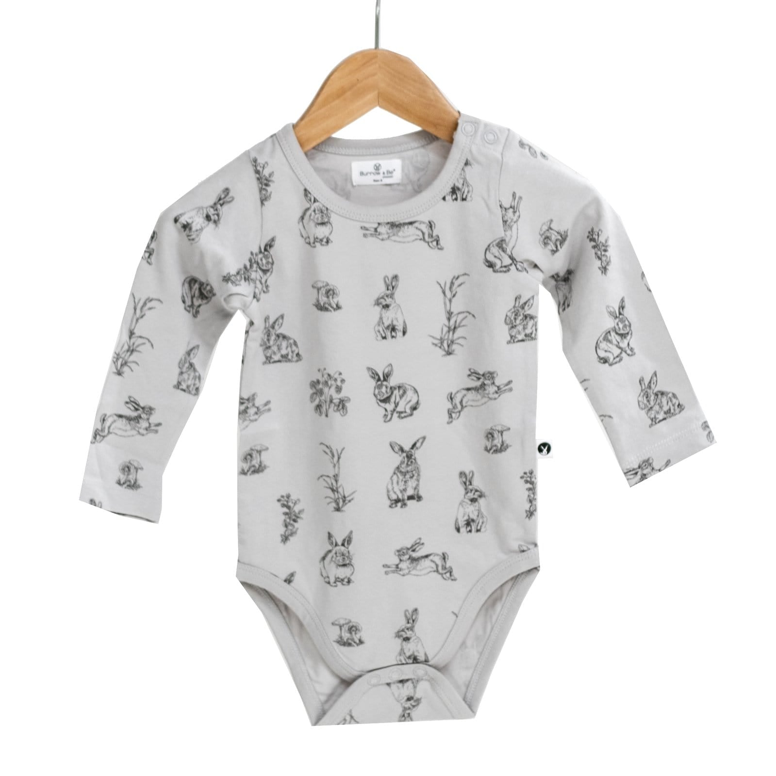 Burrow & Be Unisex Outfit Grey Burrowers / NB Organic L/S Onesie