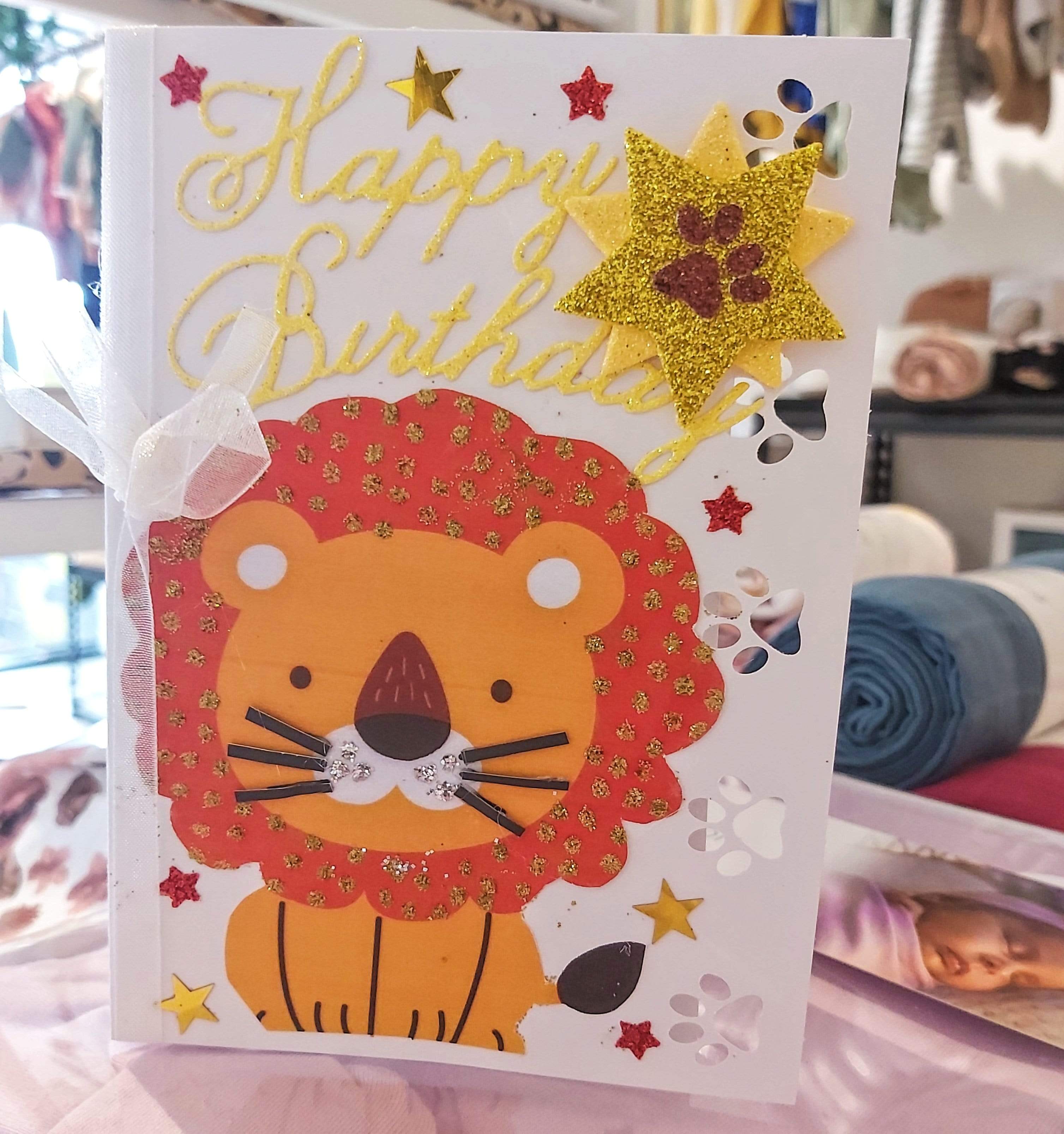 Cards by Trish Childrens Gifts Baby lion Handmade Gift Card