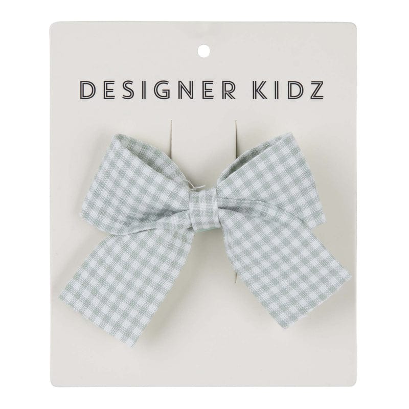 Designer Kidz Accessory Hair Gingham Hair Clip - Sage