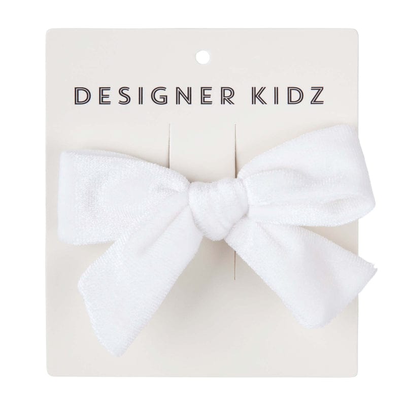 Designer Kidz Accessory Hair Velvet Bow Hair Clip - Ivory