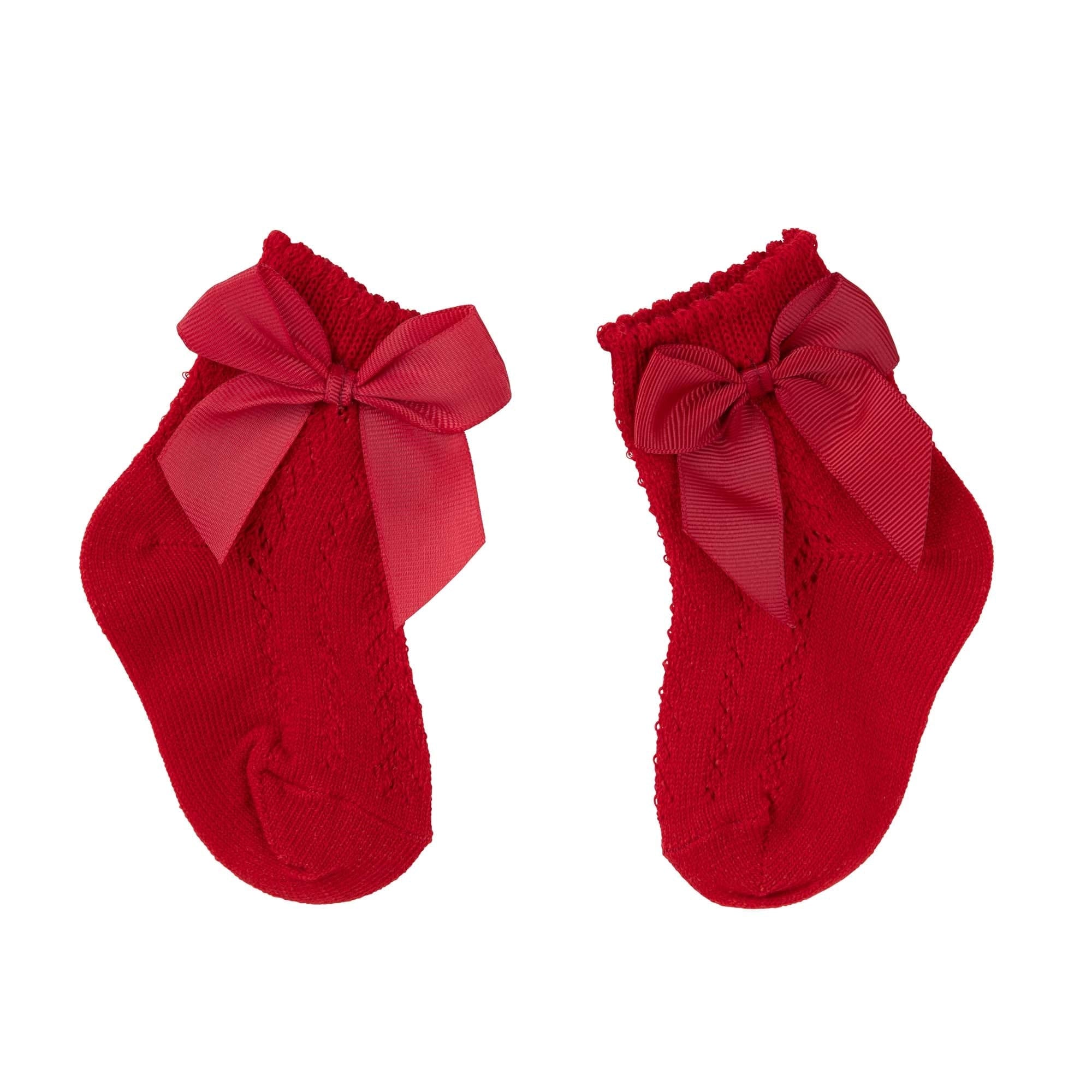 Designer Kidz Accessory Socks Baby Bow Crew Socks - Red