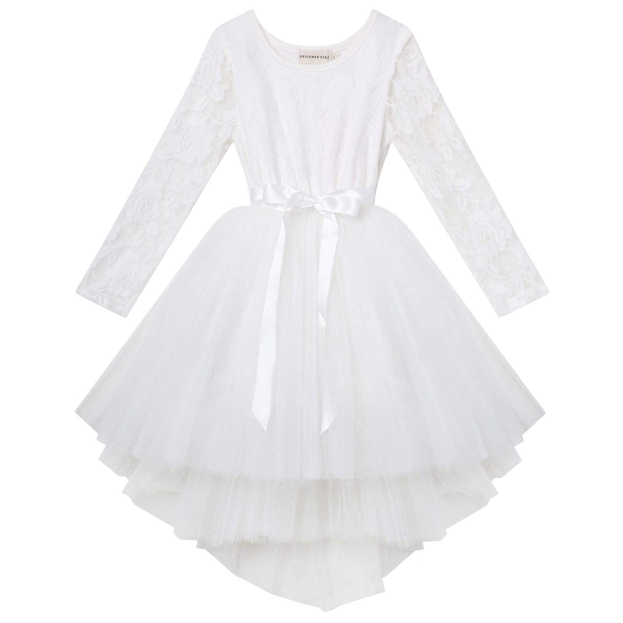 Designer Kidz Girls Dress Ivory / 1Y Candi L/S Lace Tutu Dress