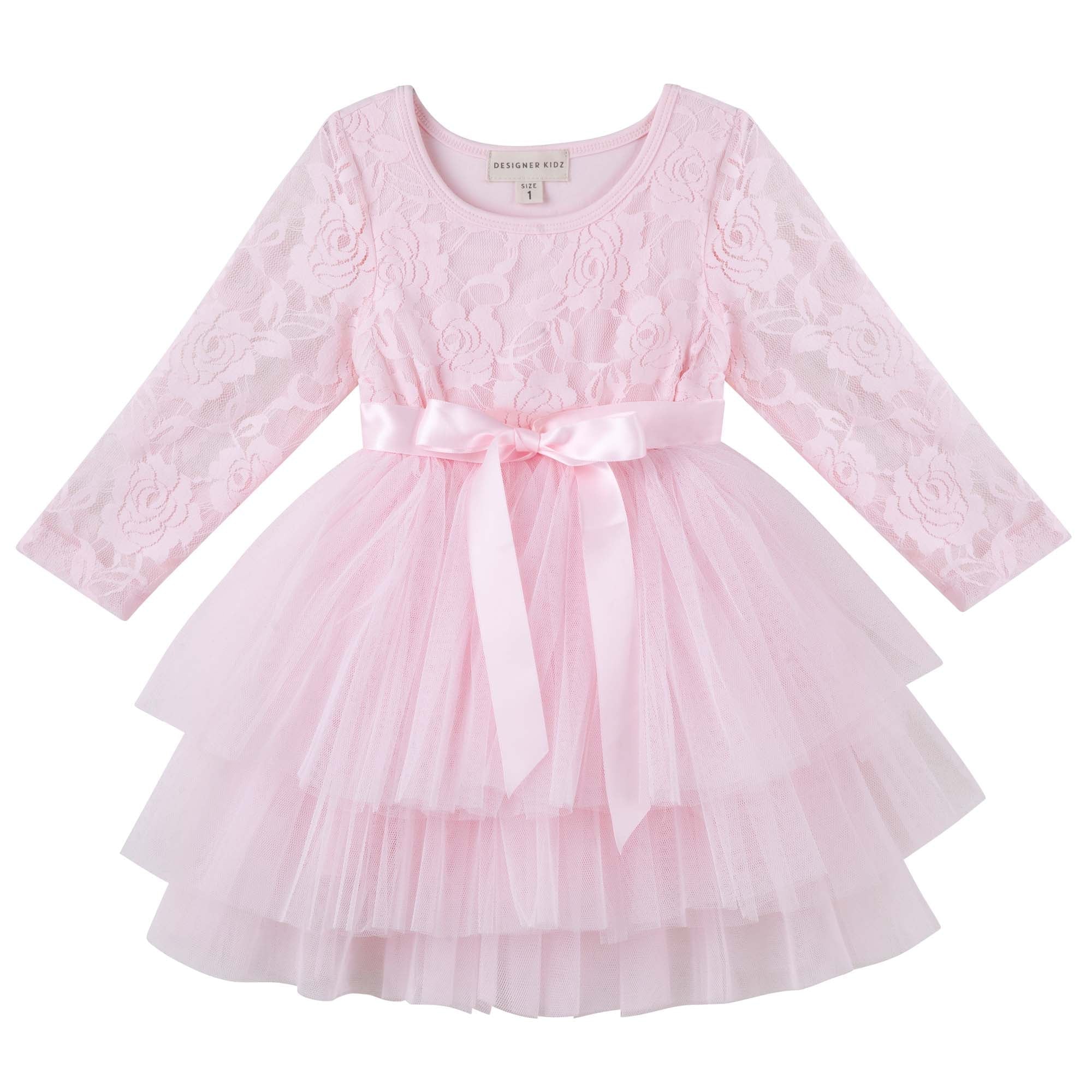 Designer Kidz Girls Dress My First Lace Tutu L/S- Pale Pink